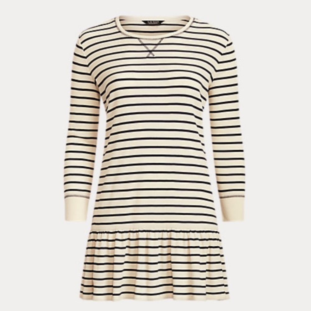 Polo Ralph Lauren Striped Waffle-Knit Drop-Waist Dress medium